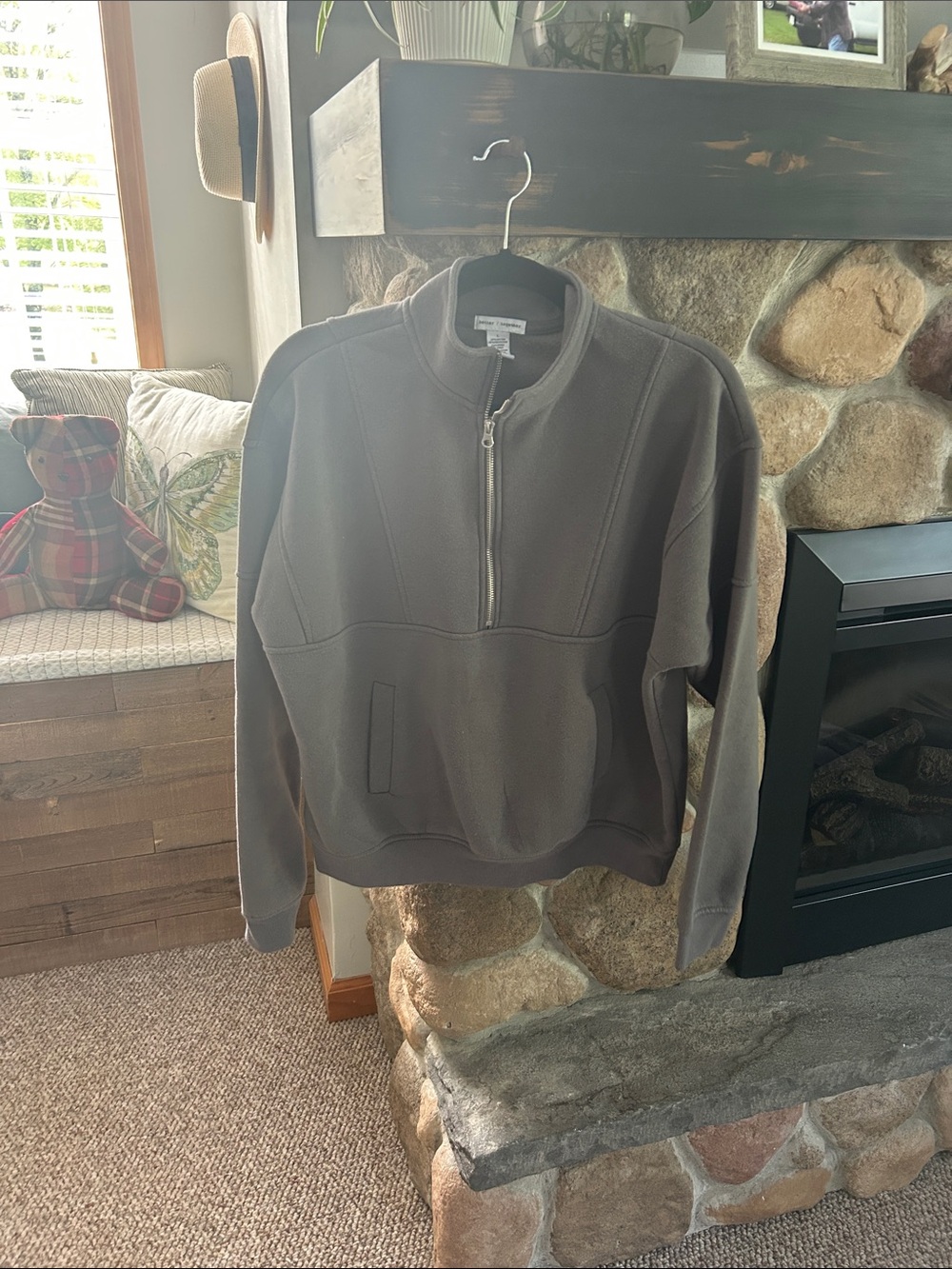 Women's Quarter-Zip Fleece Pullover Hoodie - Taupe